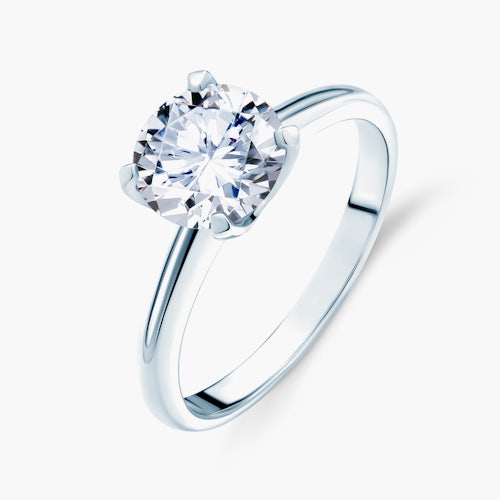 Pierścionek zaręczynowy SAVICKI: białe złoto, biały szafir